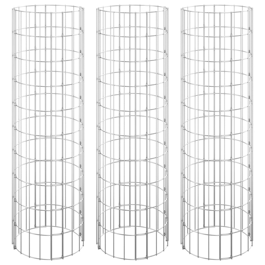 Gabion Plantenbakken 3 St Rond Verhoogd Ø30X100 Cm Staal