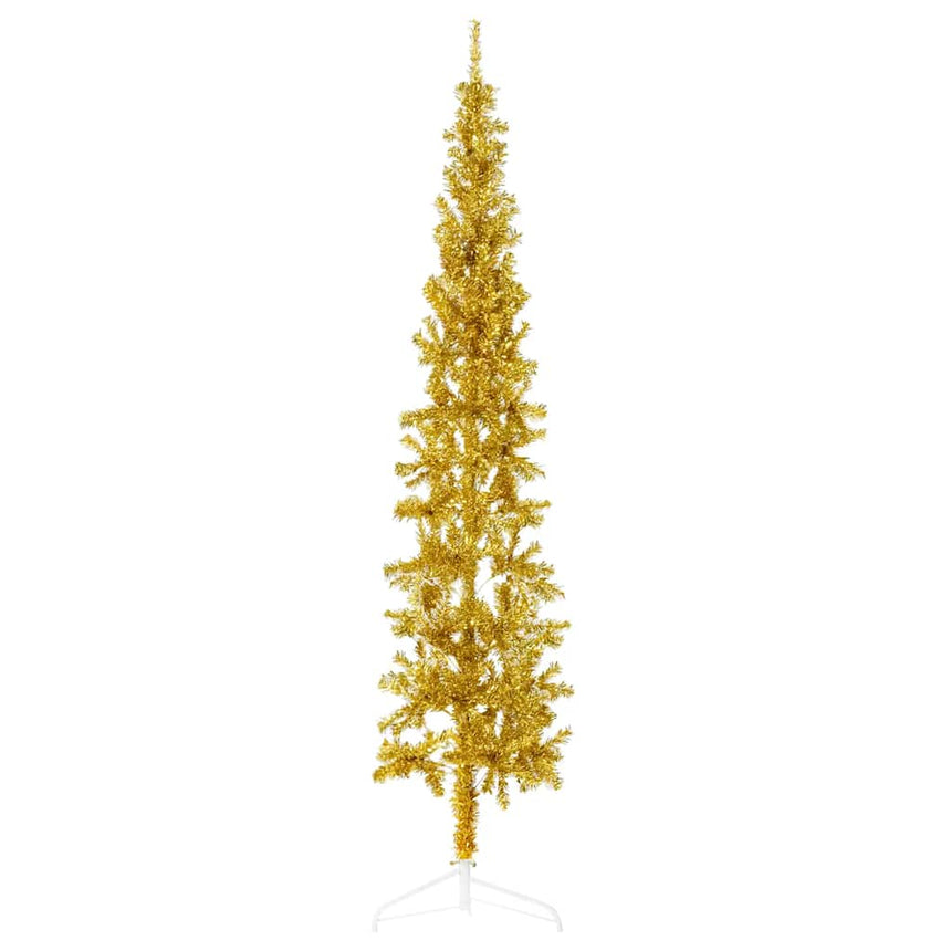 Kunstkerstboom Half Met Standaard Smal Kleurig Goud