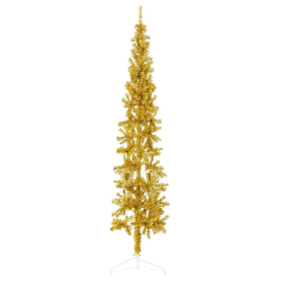 Kunstkerstboom Half Met Standaard Smal Kleurig Goud