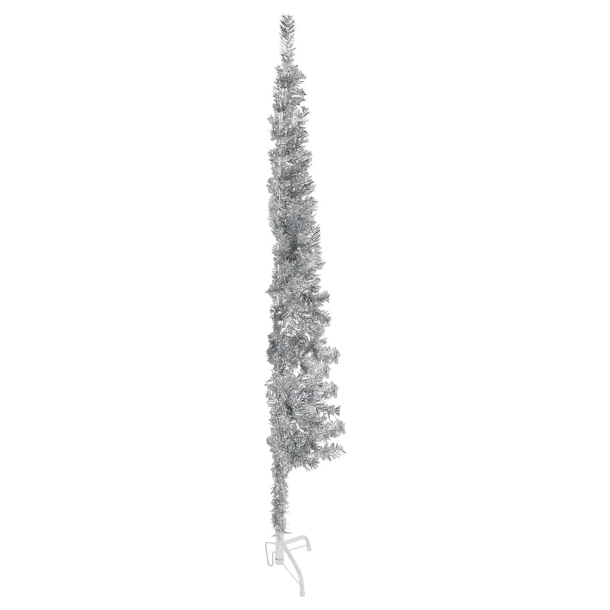 Kunstkerstboom Half Met Standaard Smal Kleurig Zilver