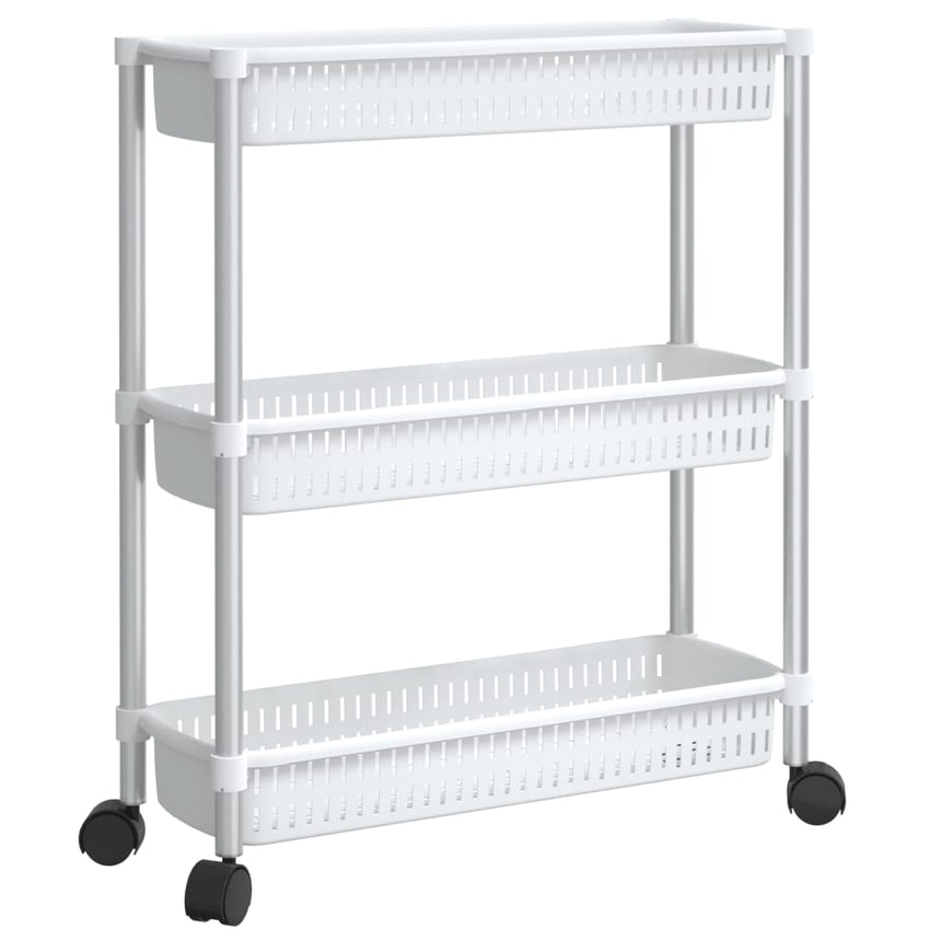 Opbergtrolley 3 Laags Aluminium Zilverkleurig En Wit