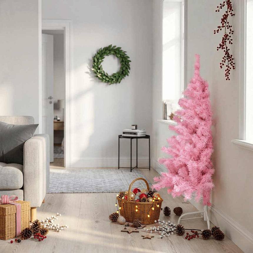 Kunstkerstboom Met Standaard Half 180 Cm Pvc Roze