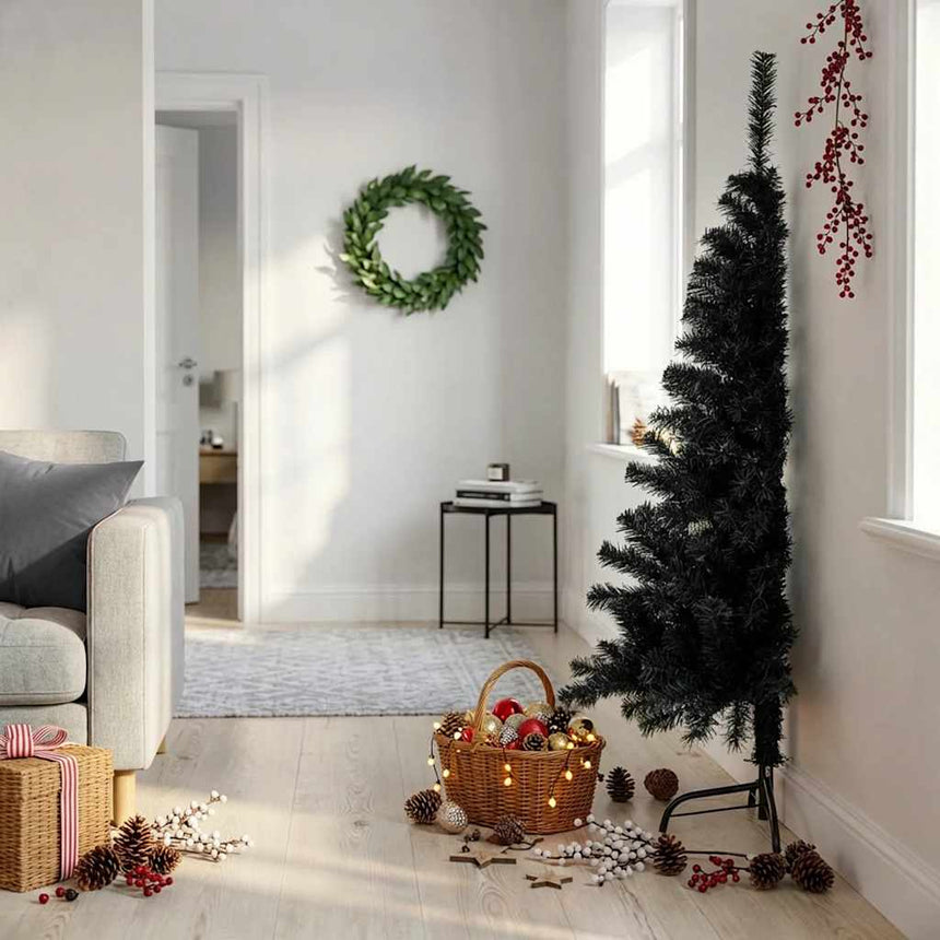 Kunstkerstboom Met Standaard Half 240 Cm Pvc Zwart