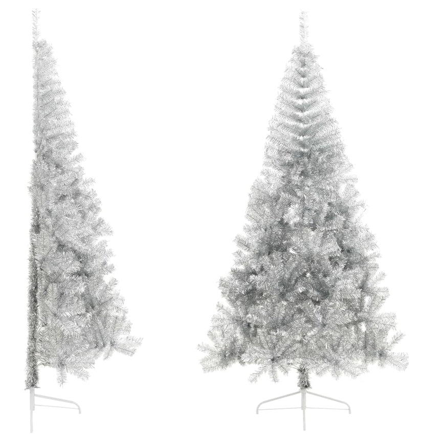Kunstkerstboom Half Met Standaard 210 Cm Pet Kleurig Zilver