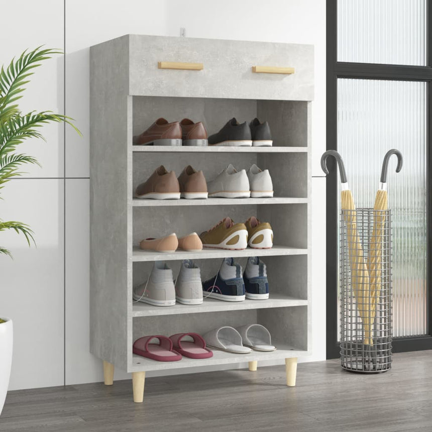 Schoenenkast 60X35X105 Cm Bewerkt Hout Betongrijs
