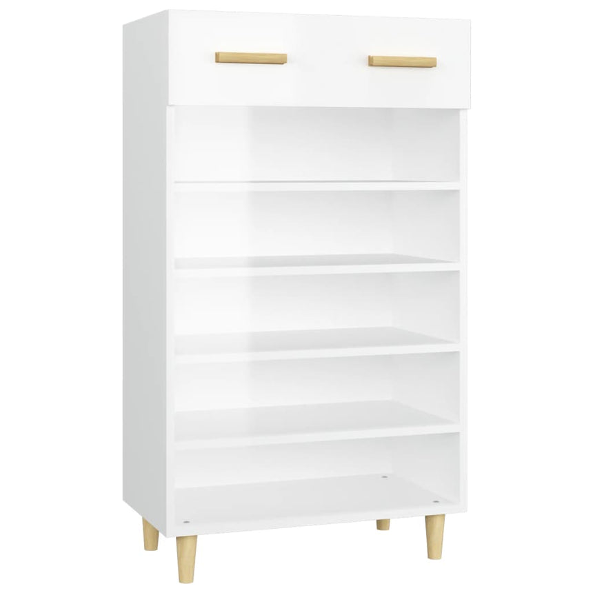 Schoenenkast 60X35X105 Cm Bewerkt Hout Hoogglans Wit