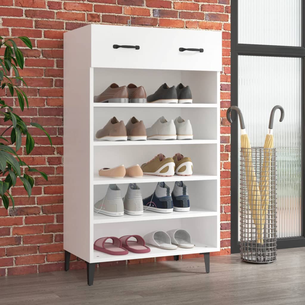 Schoenenkast 60X35X105 Cm Bewerkt Hout Wit