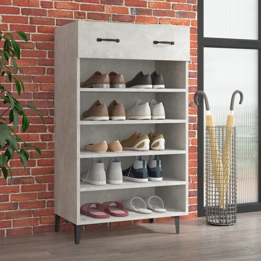 Schoenenkast 60X35X105 Cm Bewerkt Hout Betongrijs