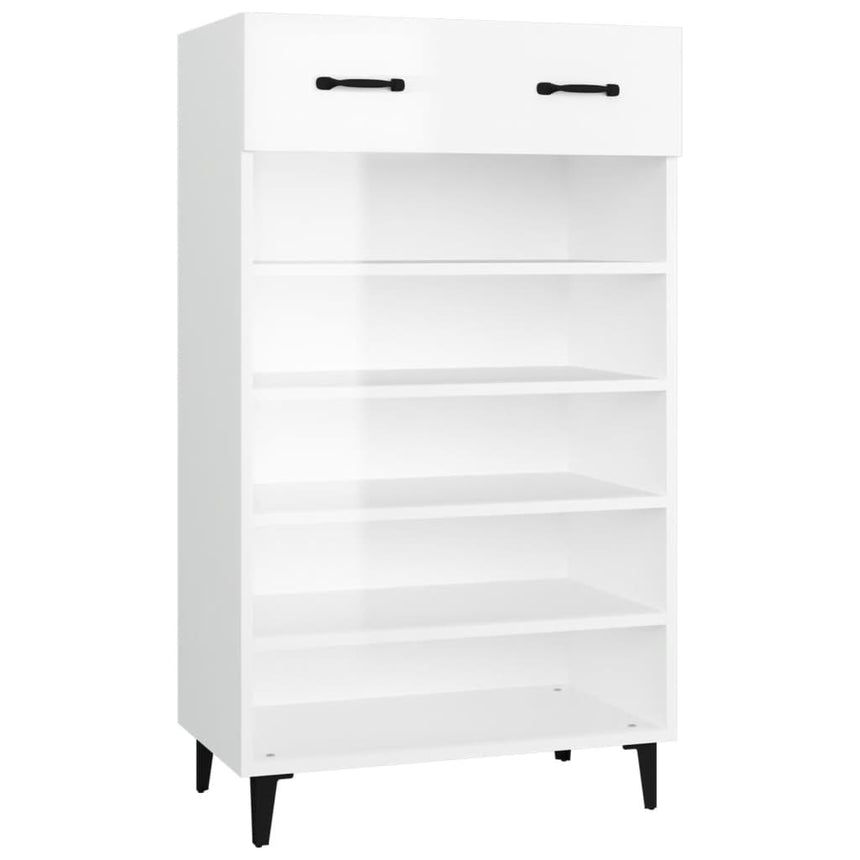 Schoenenkast 60X35X105 Cm Bewerkt Hout Hoogglans Wit