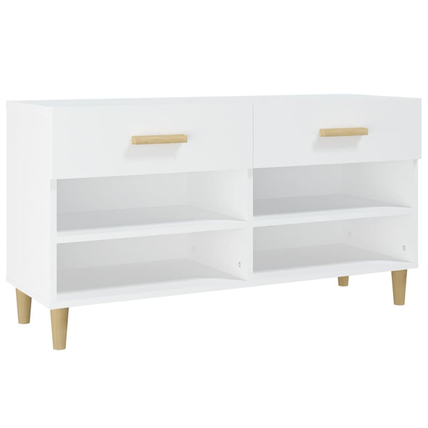 Schoenenkast 102X35X55 Cm Bewerkt Hout Wit