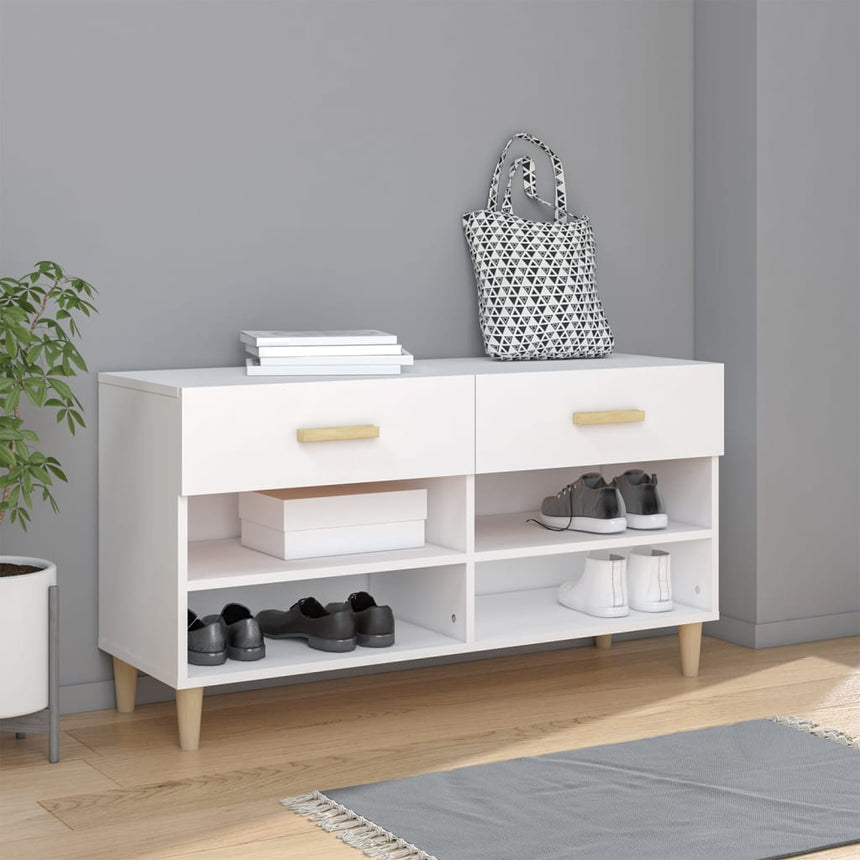 Schoenenkast 102X35X55 Cm Bewerkt Hout Wit