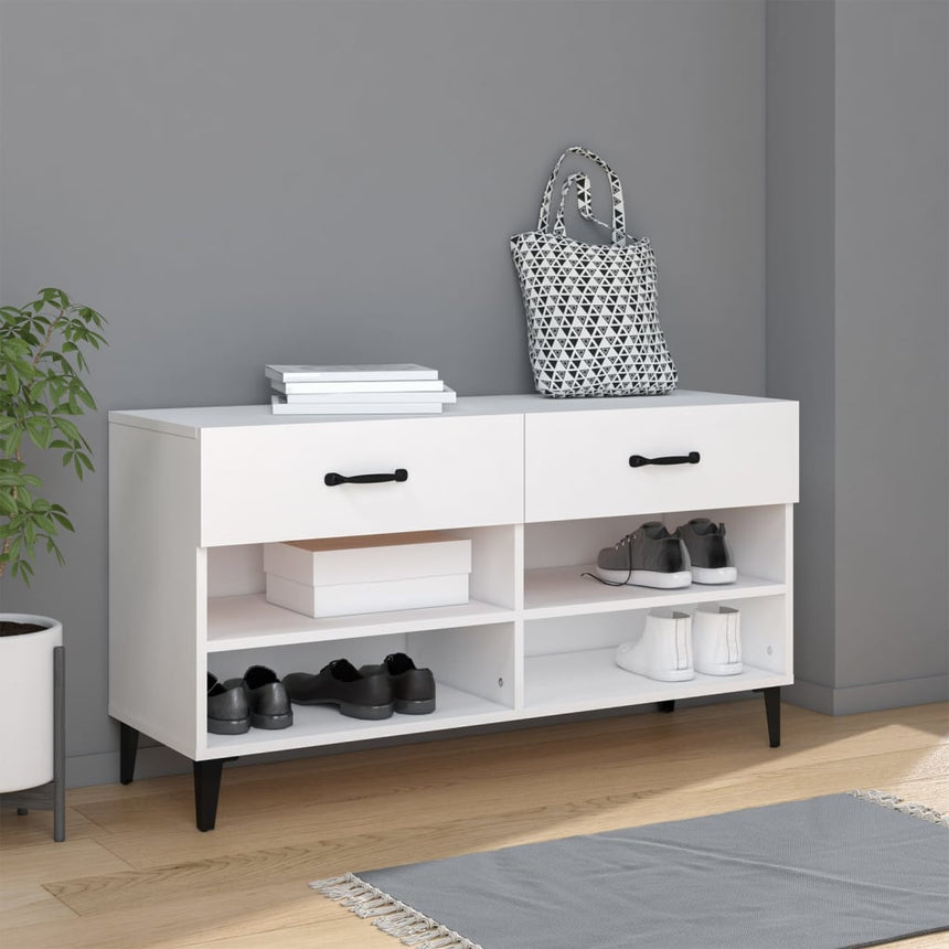 Schoenenkast 102X35X55 Cm Bewerkt Hout Wit