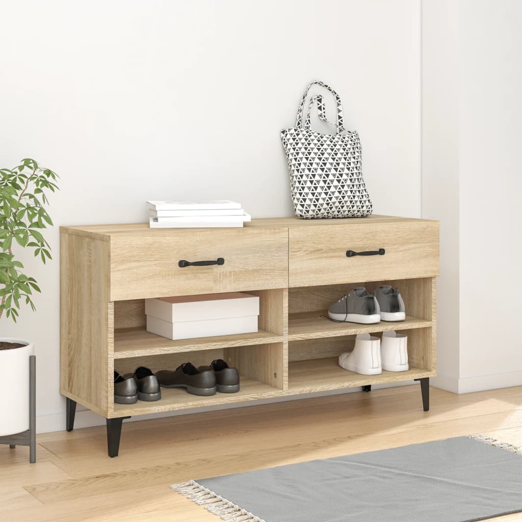 Schoenenkast 102X35X55 Cm Bewerkt Hout Kleurig Sonoma Eiken