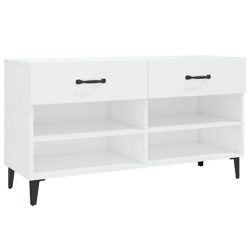 Schoenenkast 102X35X55 Cm Bewerkt Hout Hoogglans Wit