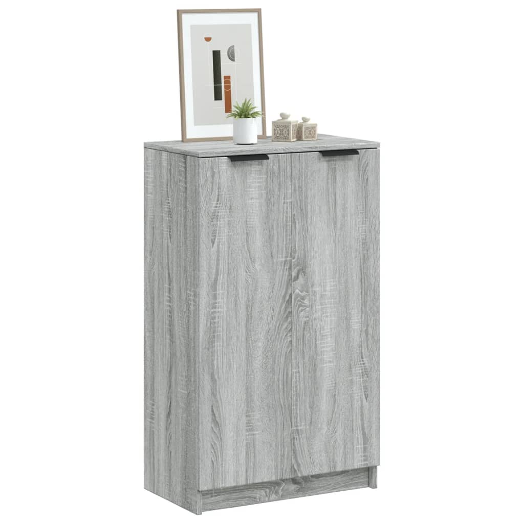Schoenenkast 59X35X100 Cm Bewerkt Hout Eikenkleur Grijs Sonoma
