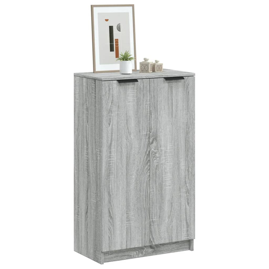Schoenenkast 59X35X100 Cm Bewerkt Hout Eikenkleur Grijs Sonoma