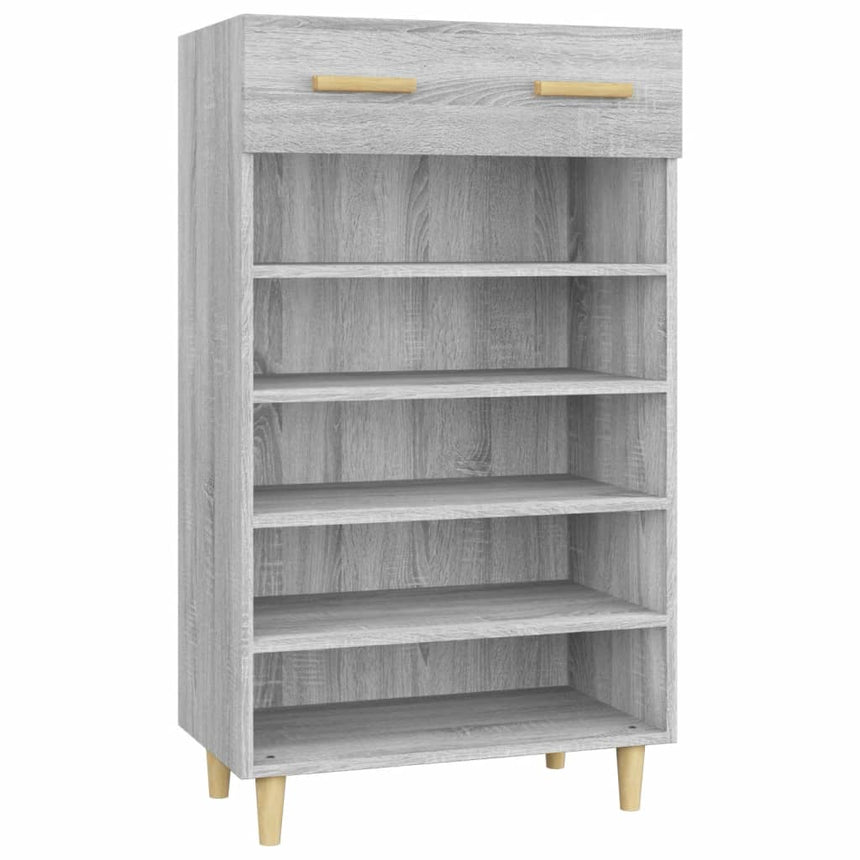 Schoenenkast 60X35X105 Cm Bewerkt Hout Eikenkleur Grijs Sonoma