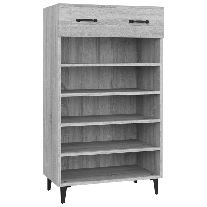 Schoenenkast 60X35X105 Cm Bewerkt Hout Eikenkleur Grijs Sonoma