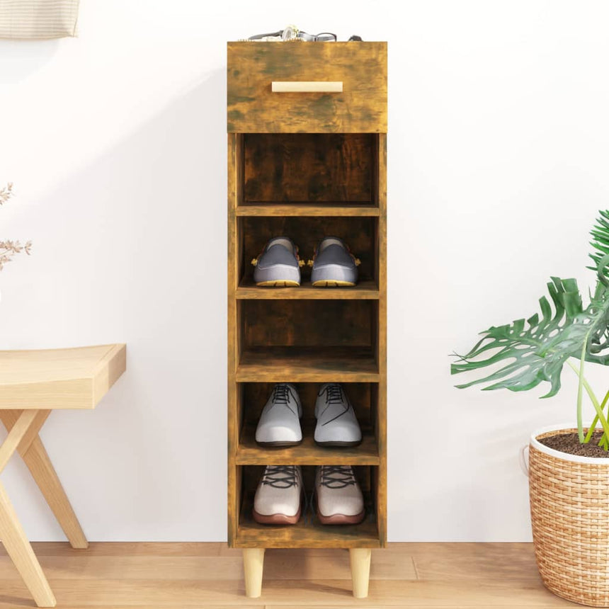 Schoenenkast 30X35X105 Cm Bewerkt Hout Kleurig Gerookt Eiken