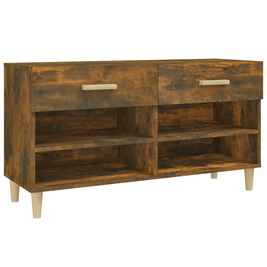 Schoenenkast 102X35X55 Cm Bewerkt Hout Kleurig Gerookt Eiken