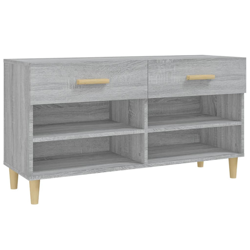 Schoenenkast 102X35X55 Cm Bewerkt Hout Eikenkleur Grijs Sonoma