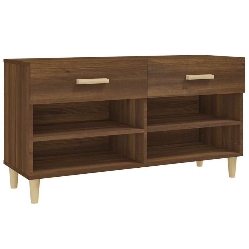 Schoenenkast 102X35X55 Cm Bewerkt Hout Bruin Eikenkleur