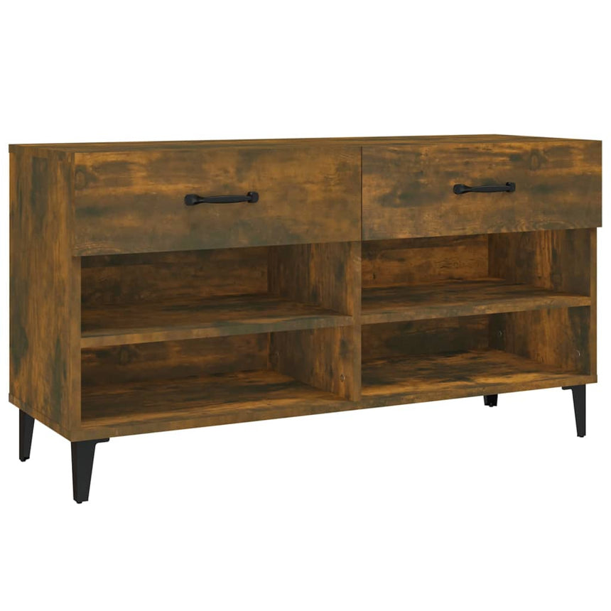 Schoenenkast 102X35X55 Cm Bewerkt Hout Kleurig Gerookt Eiken