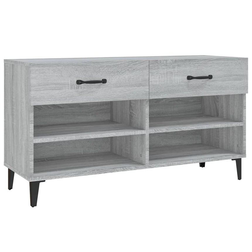 Schoenenkast 102X35X55 Cm Bewerkt Hout Eikenkleur Grijs Sonoma