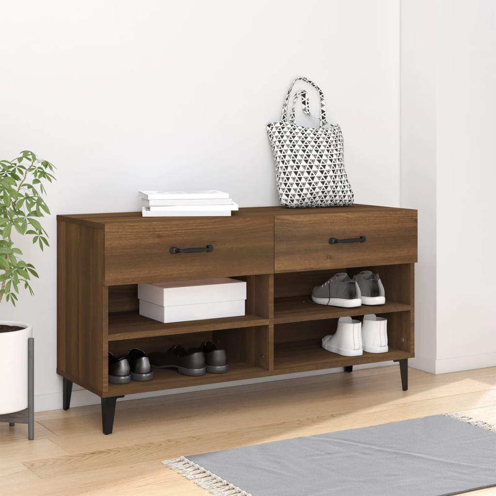 Schoenenkast 102X35X55 Cm Bewerkt Hout Bruin Eikenkleur
