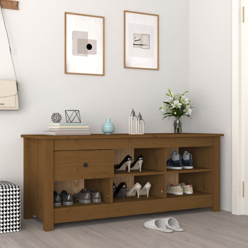 Schoenenkast 110X38X45,5 Cm Massief Grenenhout Honingbruin