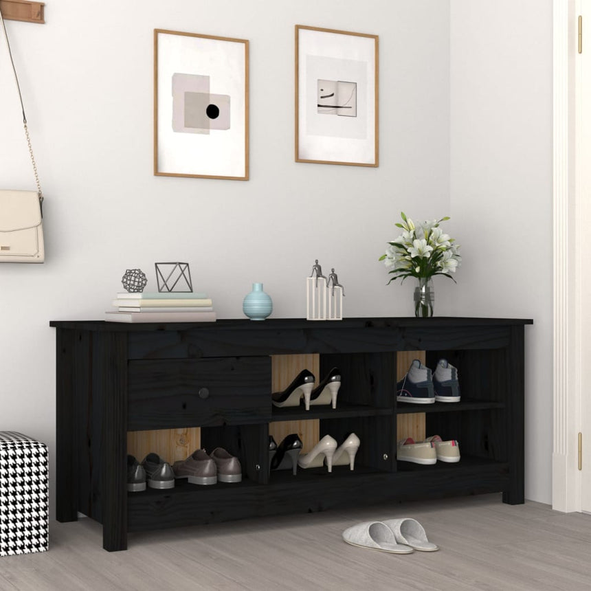 Schoenenkast 110X38X45,5 Cm Massief Grenenhout Zwart