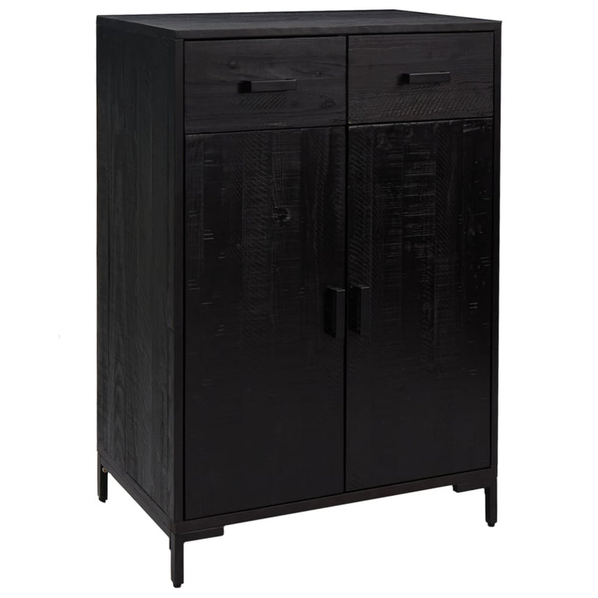 Schoenenkast 75X40X110 Cm Massief Grenenhout Zwart