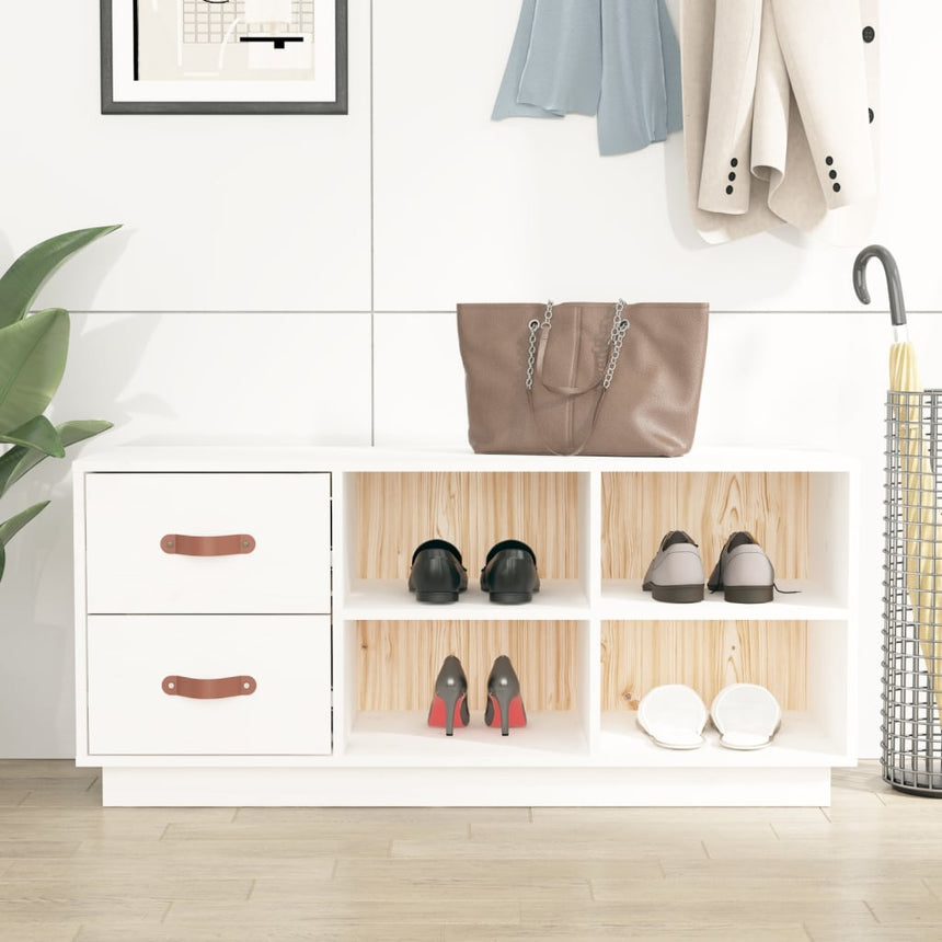 Schoenenbank 100X34X45 Cm Massief Grenenhout Wit