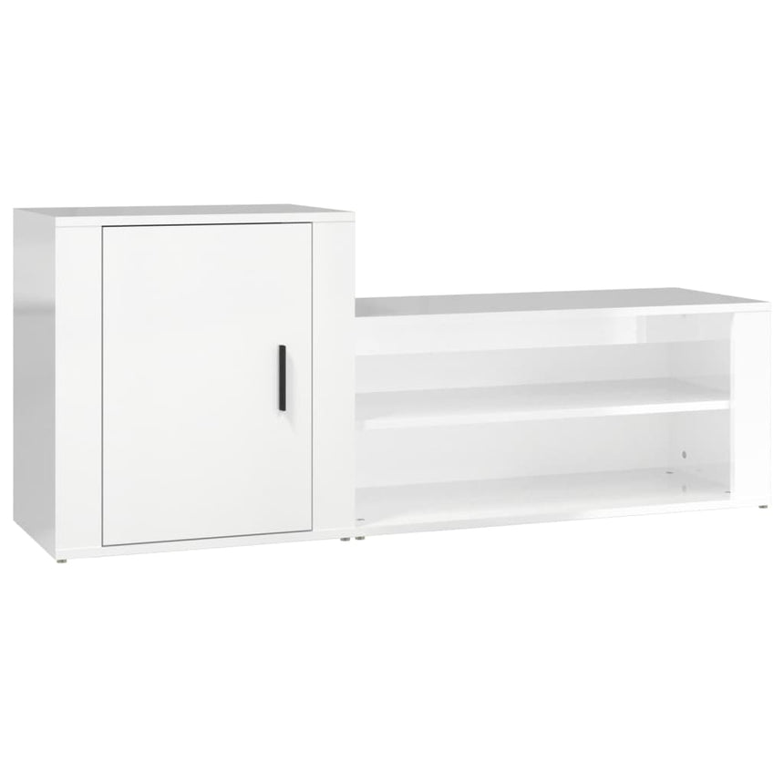 Schoenenkast 130X35X54 Cm Bewerkt Hout Hoogglans Wit