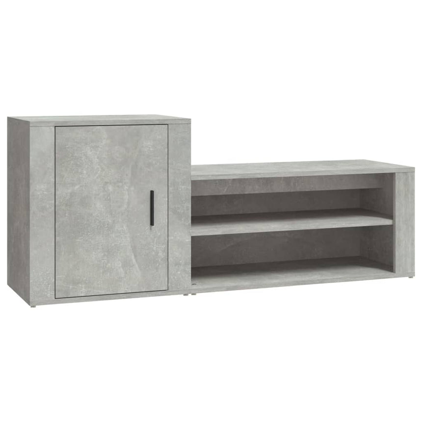 Schoenenkast 130X35X54 Cm Bewerkt Hout Betongrijs Hoogglans Wit