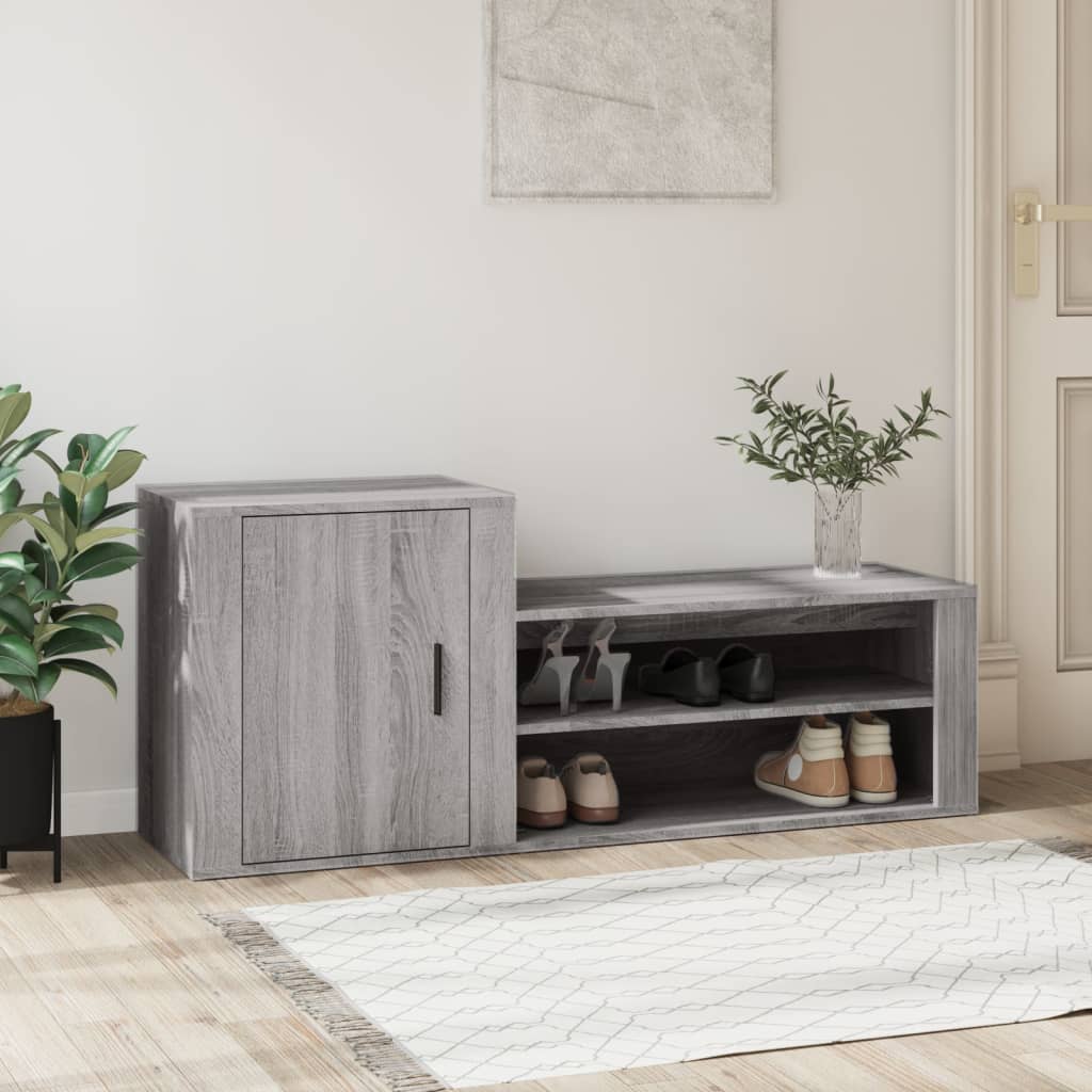 Schoenenkast 130X35X54 Cm Bewerkt Hout Grijs Sonoma