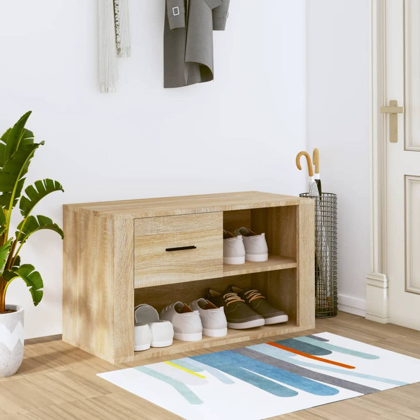Schoenenkast 80X35X45 Cm Bewerkt Hout Kleurig Sonoma Eiken