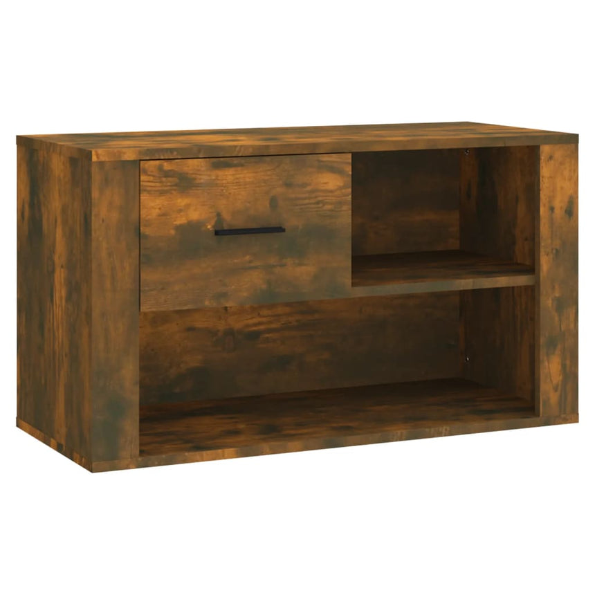 Schoenenkast 80X35X45 Cm Bewerkt Hout Kleurig Gerookt Eiken