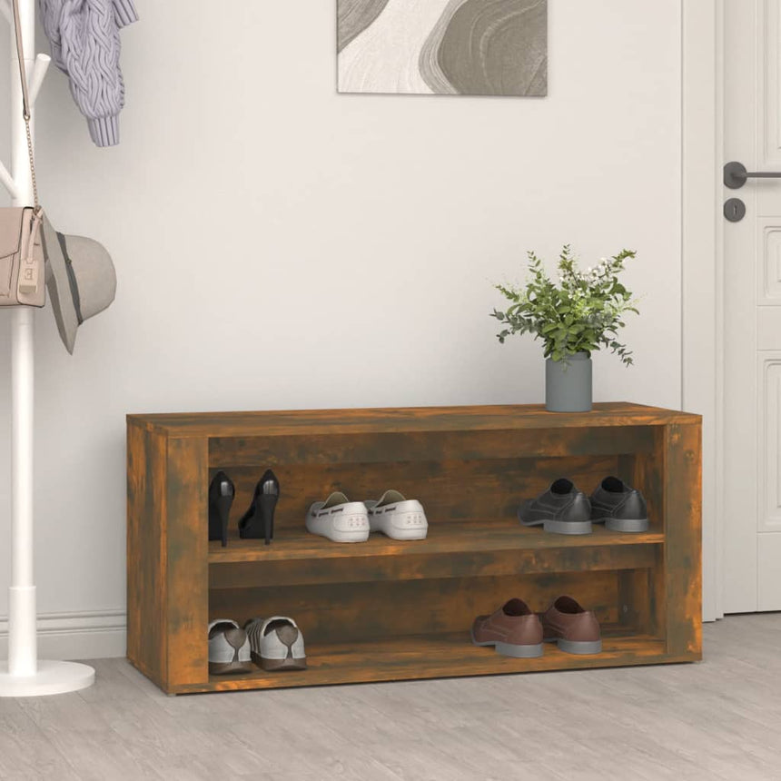 Schoenenrek 100X35X45 Cm Bewerkt Hout Kleurig Gerookt Eiken