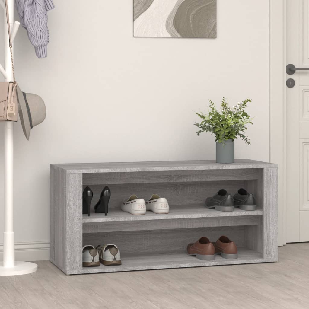 Schoenenrek 100X35X45 Cm Bewerkt Hout Eikenkleur Grijs Sonoma