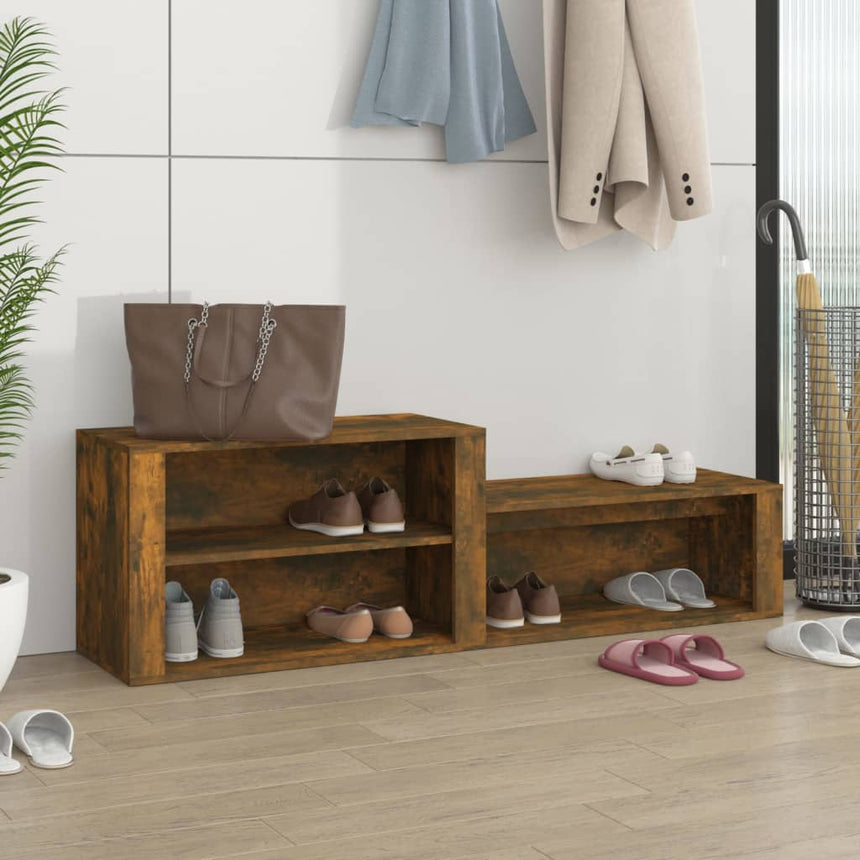 Schoenenkast 150X35X45 Cm Bewerkt Hout Kleurig Gerookt Eiken