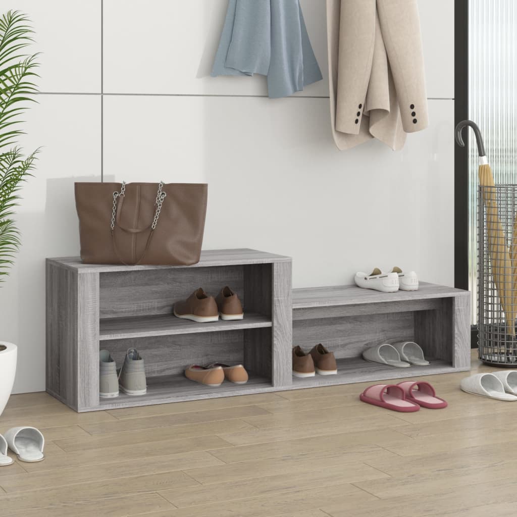 Schoenenkast 150X35X45 Cm Bewerkt Hout Grijs Sonoma
