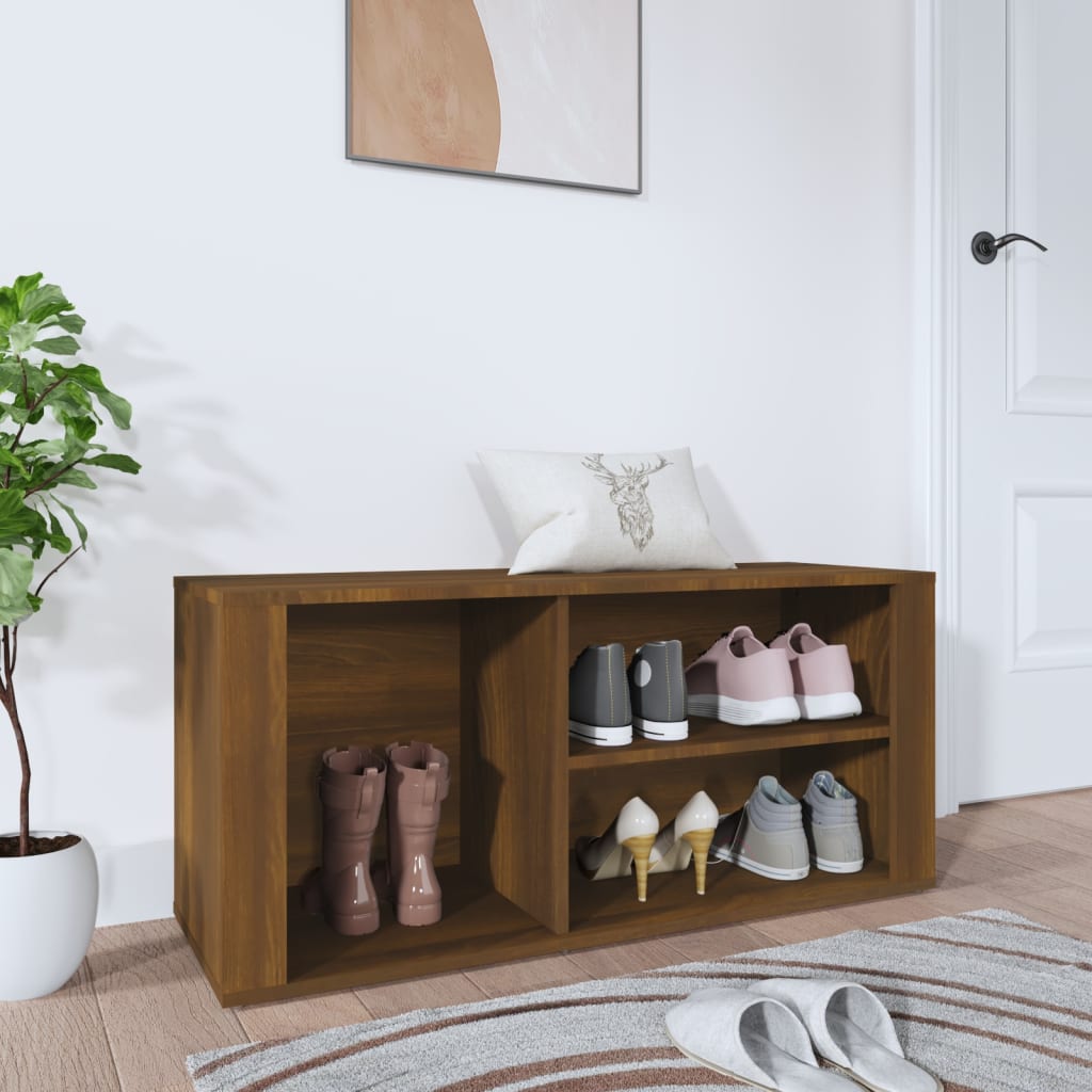 Schoenenkast 100X35X45 Cm Bewerkt Hout Bruin Eikenkleur