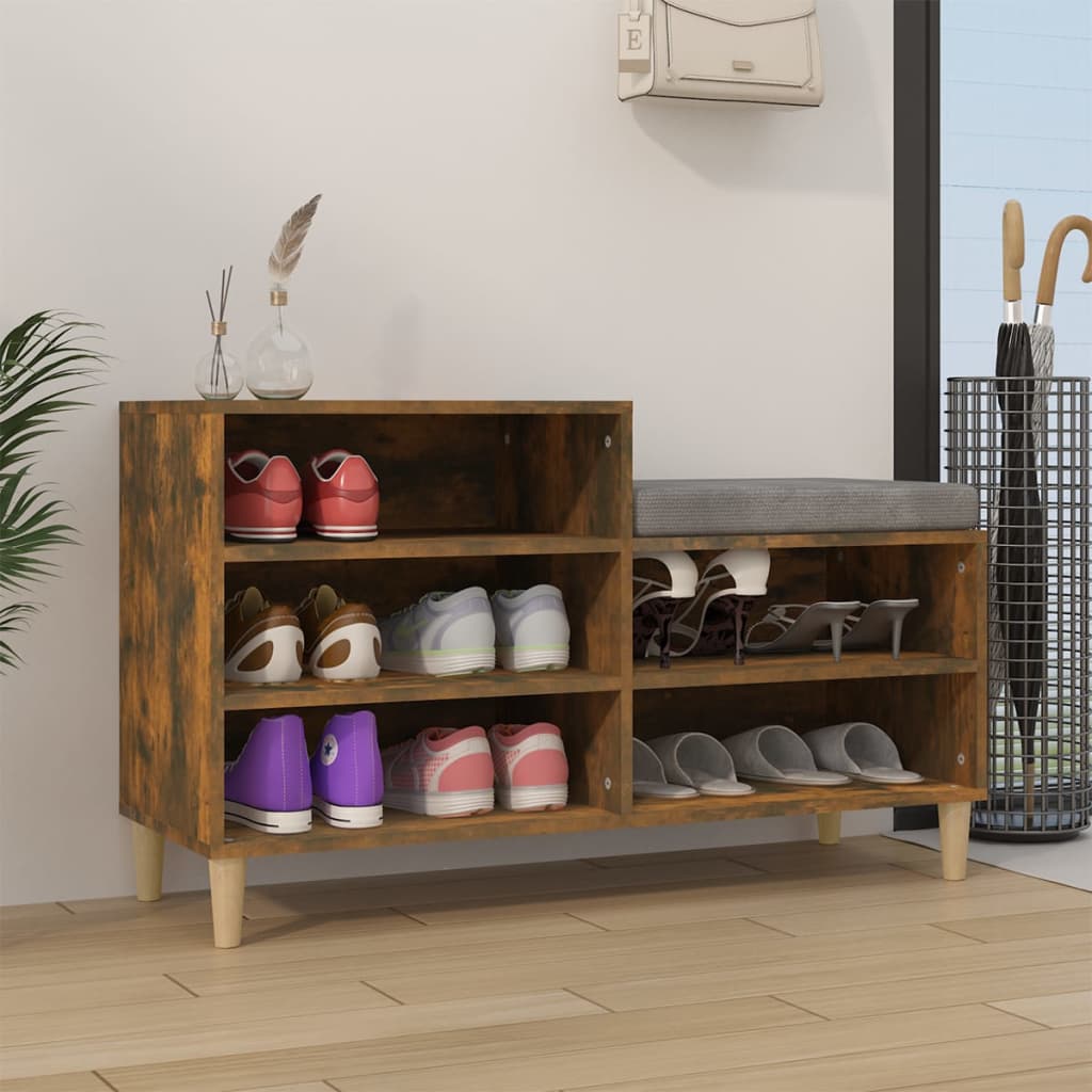 Schoenenkast 102X36X60 Cm Bewerkt Hout Kleurig Gerookt Eiken