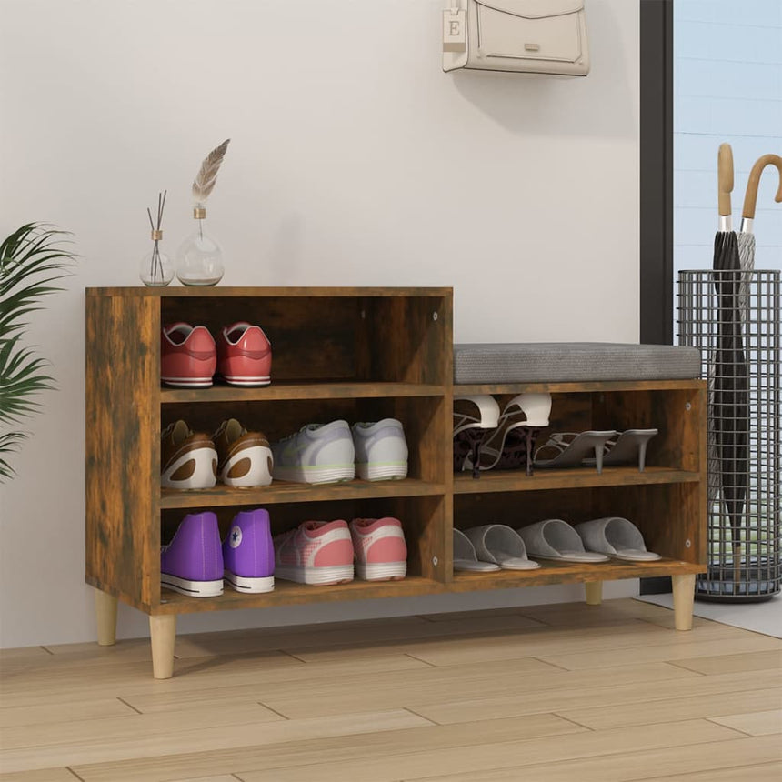 Schoenenkast 102X36X60 Cm Bewerkt Hout Kleurig Gerookt Eiken