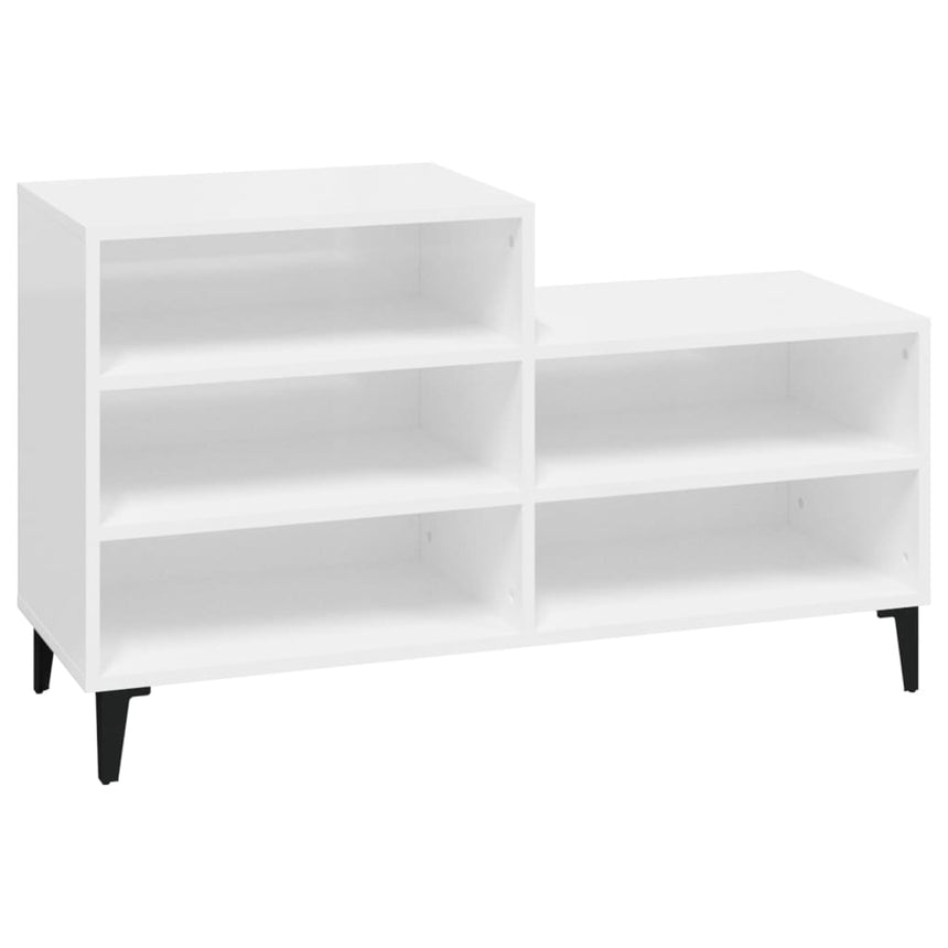 Schoenenkast 102X36X60 Cm Bewerkt Hout Hoogglans Wit