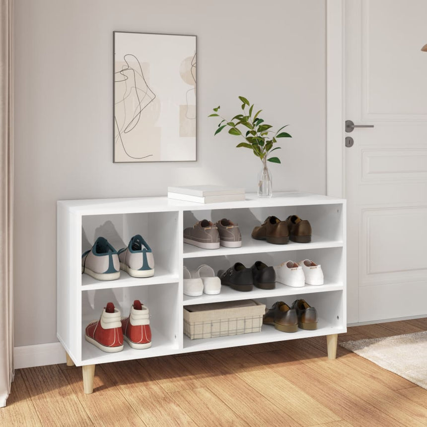 Schoenenkast 102X36X60 Cm Bewerkt Hout Hoogglans Wit