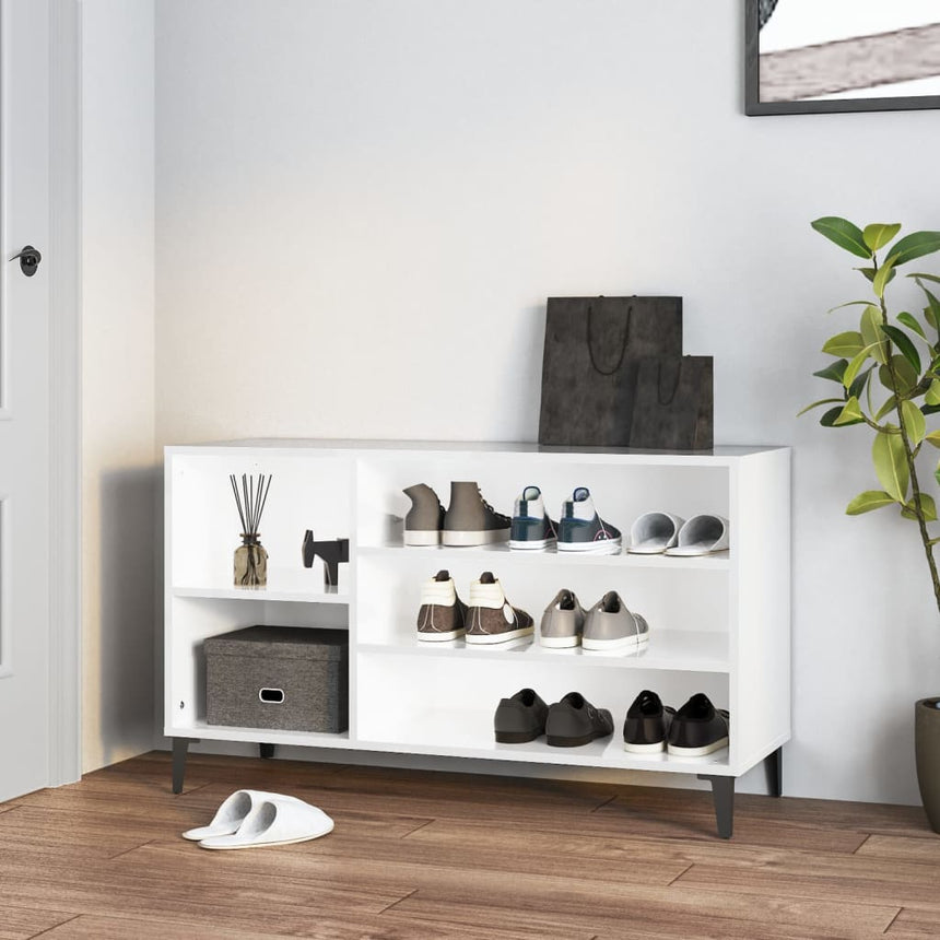 Schoenenkast 102X36X60 Cm Bewerkt Hout Hoogglans Wit