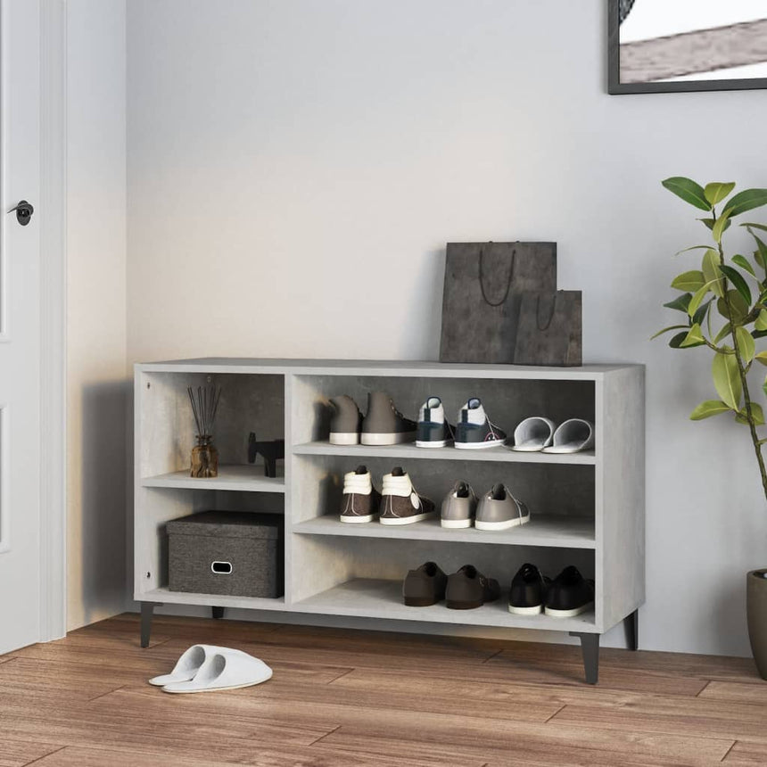 Schoenenkast 102X36X60 Cm Bewerkt Hout Betongrijs