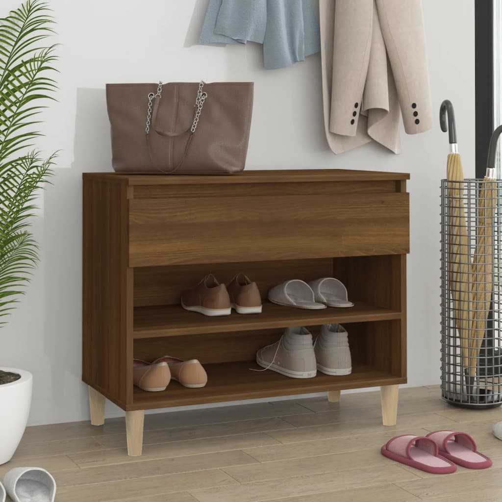 Schoenenkast 70X36X60 Cm Bewerkt Hout Bruin Eikenkleur